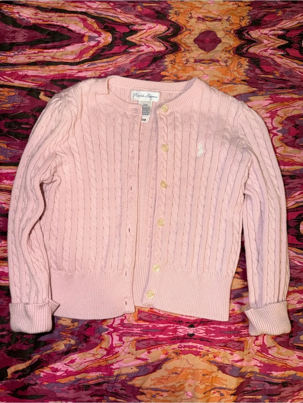 Ralph Lauren Pale Pink Cable Knit Cardigan